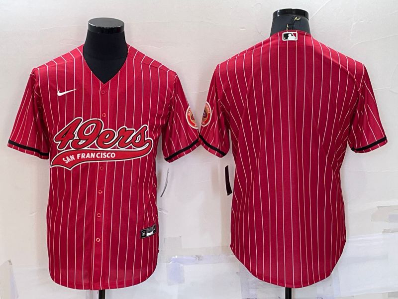 Men San Francisco 49ers Blank Red stripe 2022 Nike Co branded NFL Jersey2->san francisco 49ers->NFL Jersey
